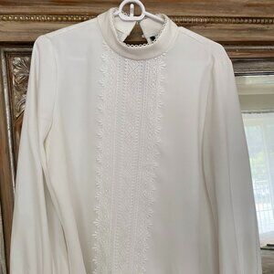 Zara Ivory long sleeves  Blouse with front panel lace